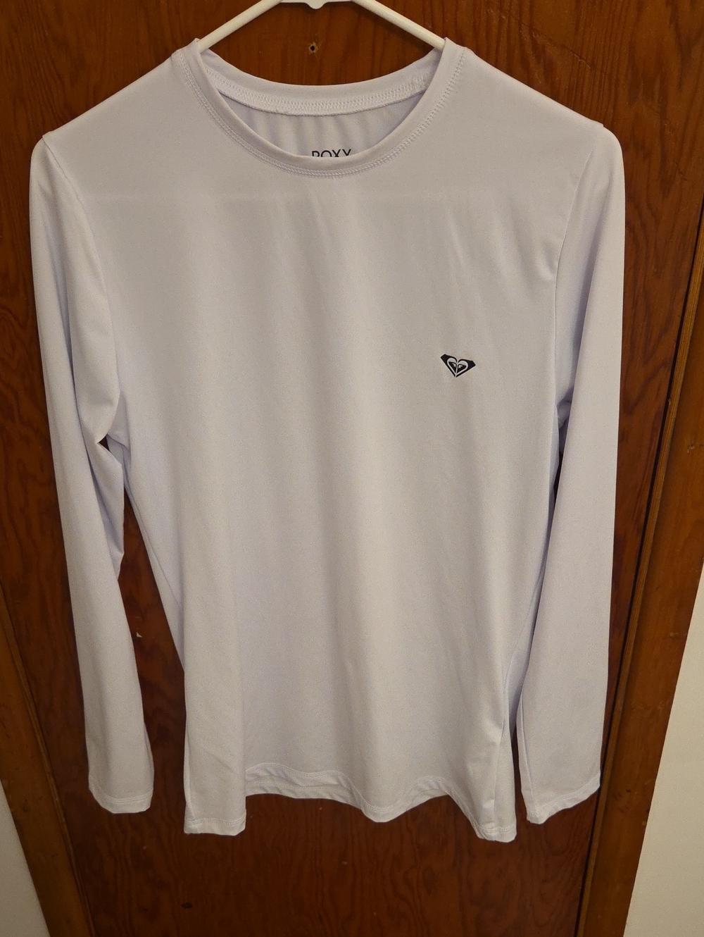 Roxy Women's Long Sleeve Swim Tee - White with Black Logo (Size M)